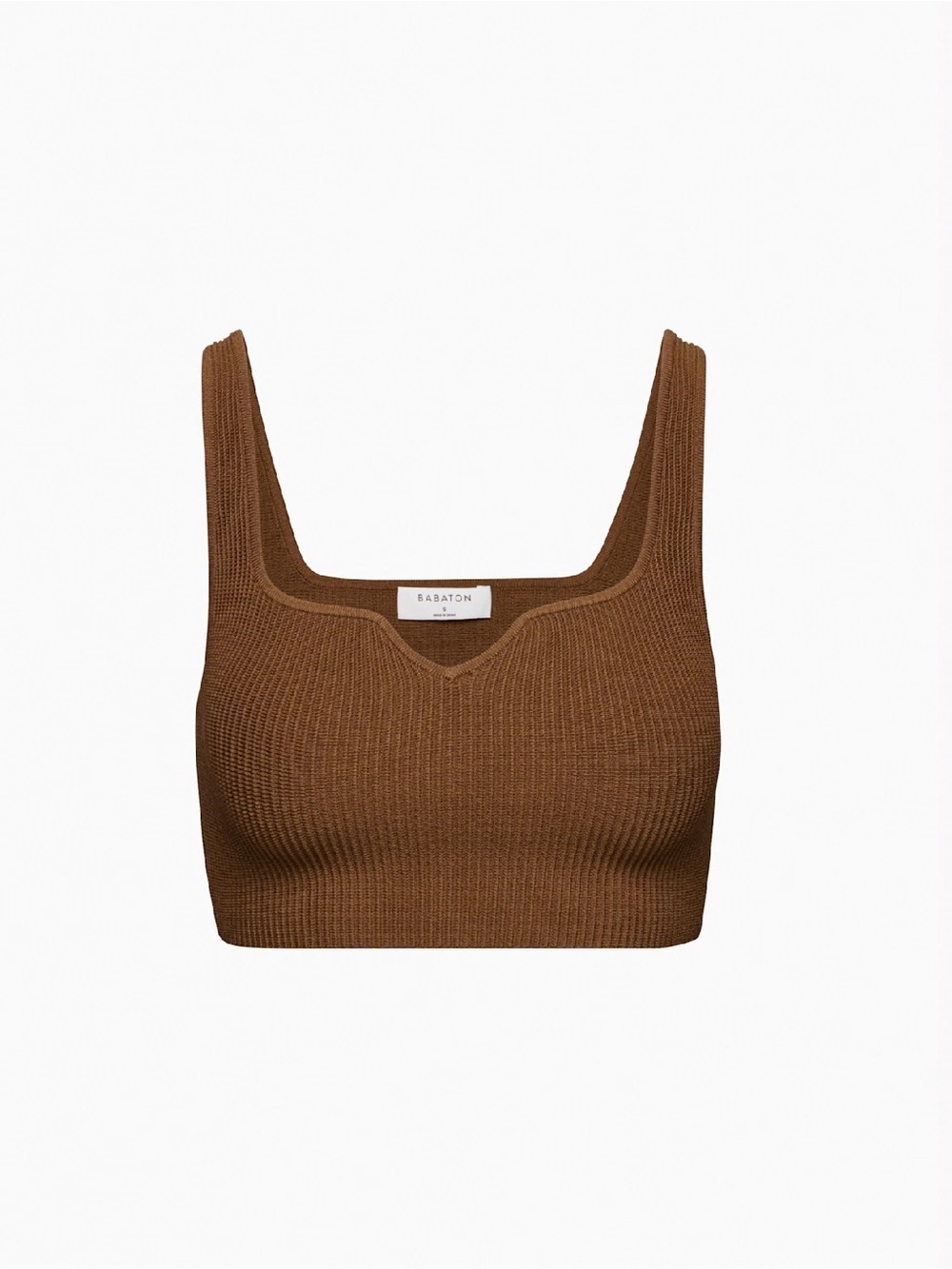 Aritzia Babaton Chocolate Brown Sculpt Knit Notch Crop Tank size small